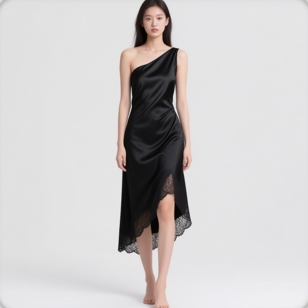Robe portefeuille mi-longue noire à encolure licou et dos nu, ceinture nouée (ASOS DESIGN)