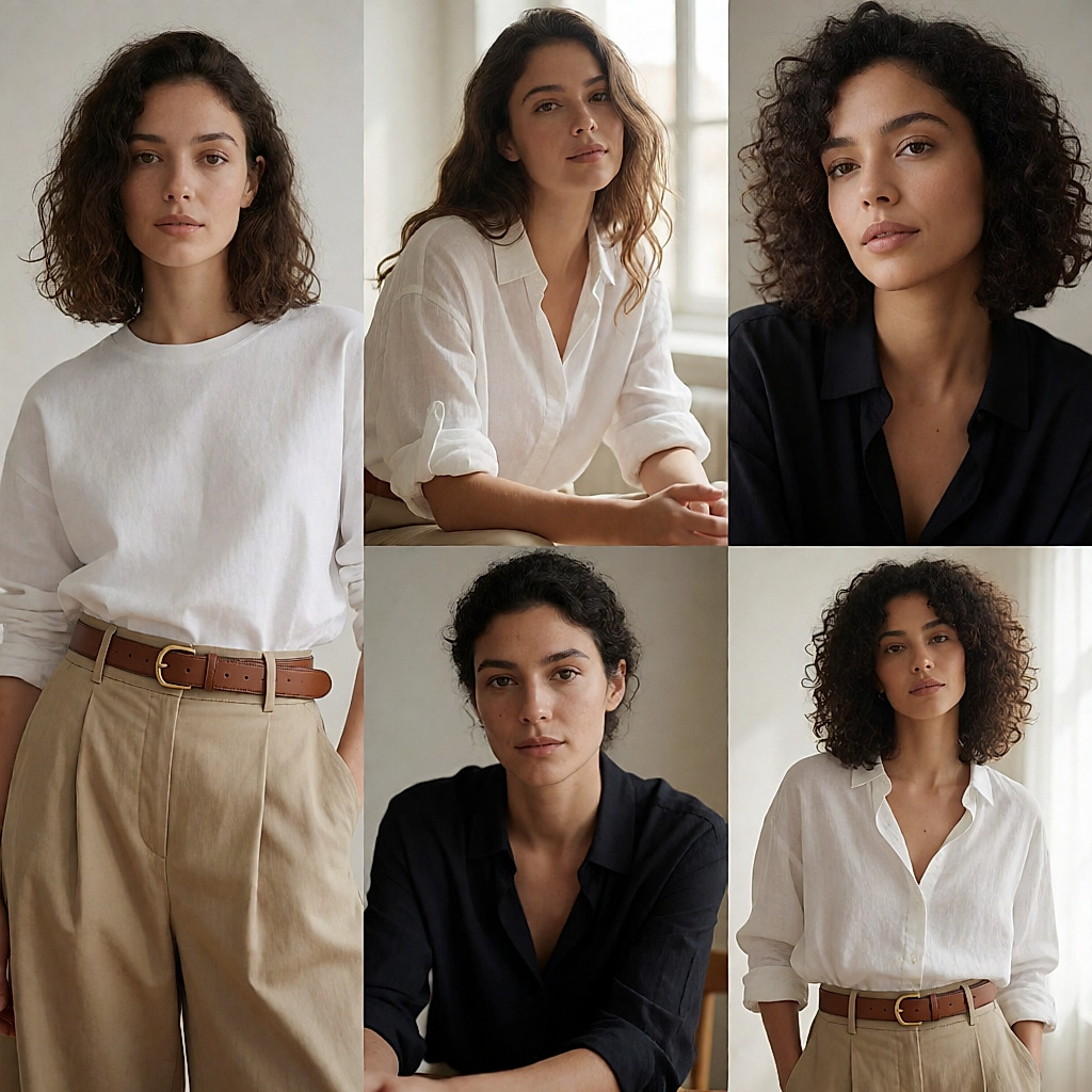 Détail d'une ceinture en cuir à tannage végétal passée dans un pantalon large beige