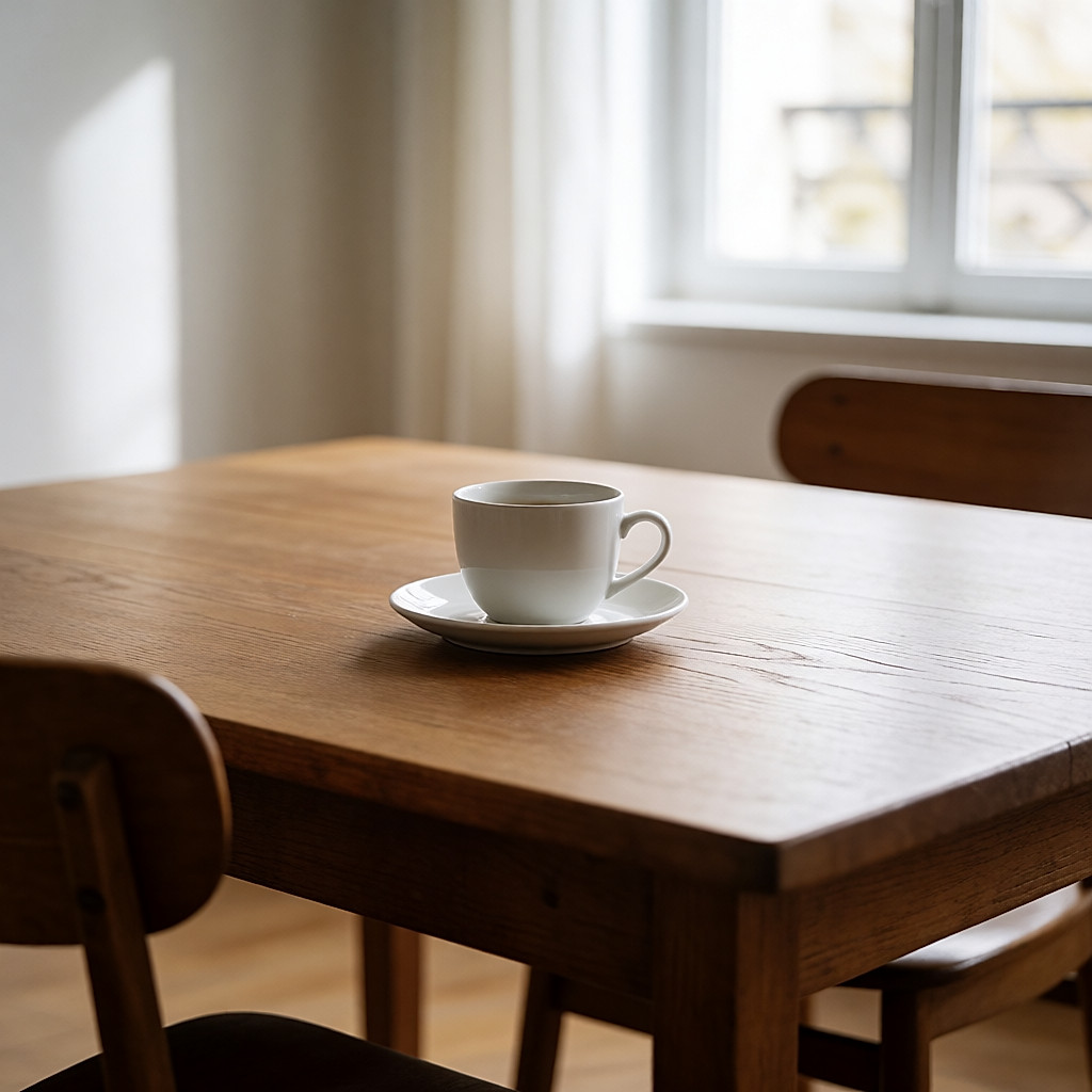 Evening snack: dark chocolate, almonds and hot herbal tea on a wooden table