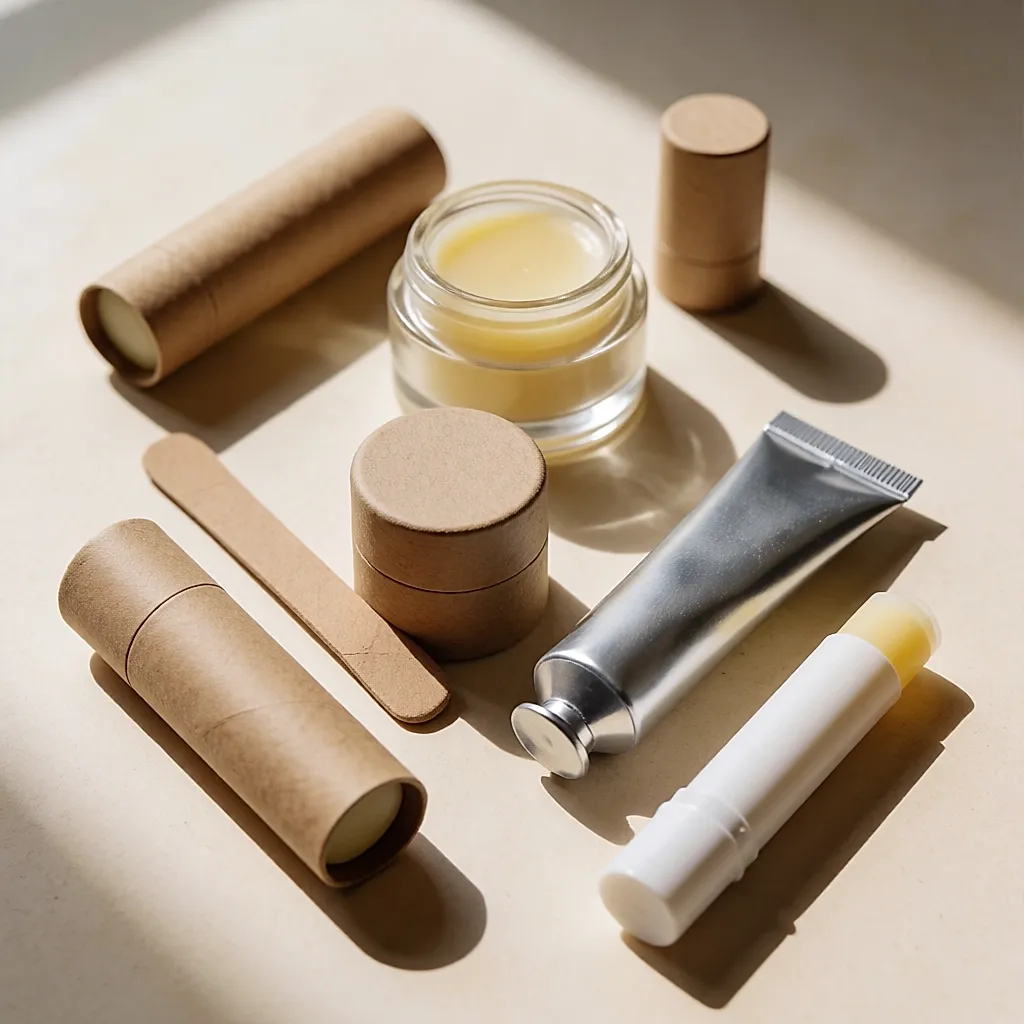 Verschiedene Bio-Lippenbalsame in Karton, Glas und Tube für unterschiedliche Preise