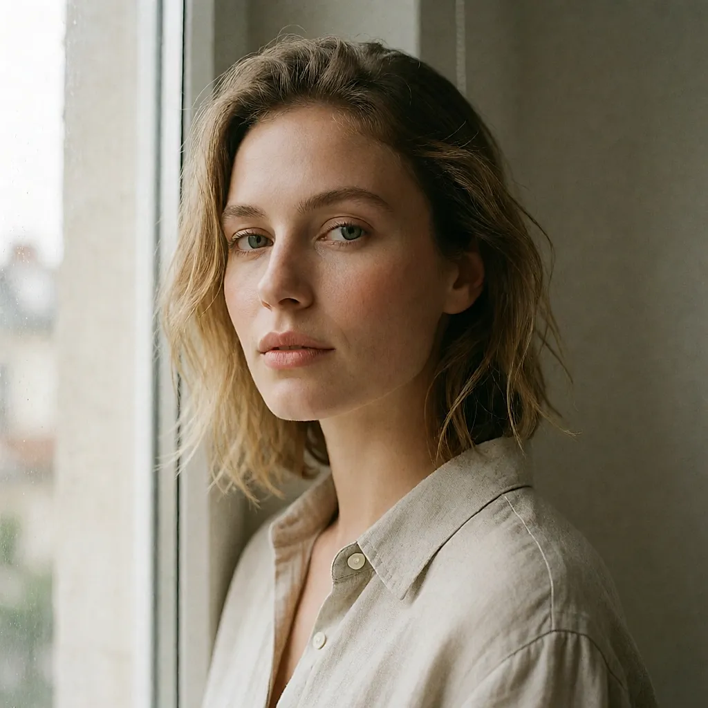 Blush creme esbatido na parte alta da maçã do rosto, com a pele seca visível