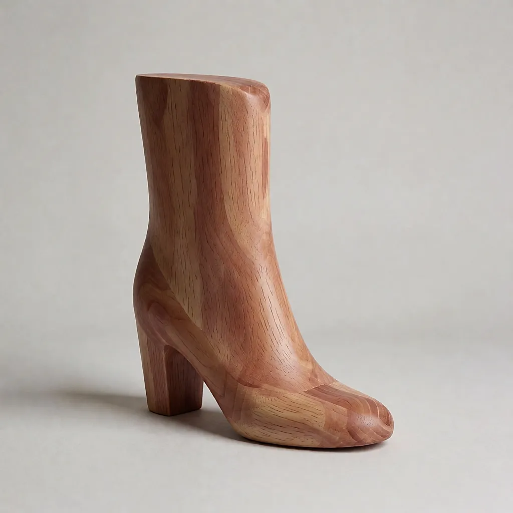 Product-style image inspired by cedar shoe trees for ankle boots and boots, for men and women