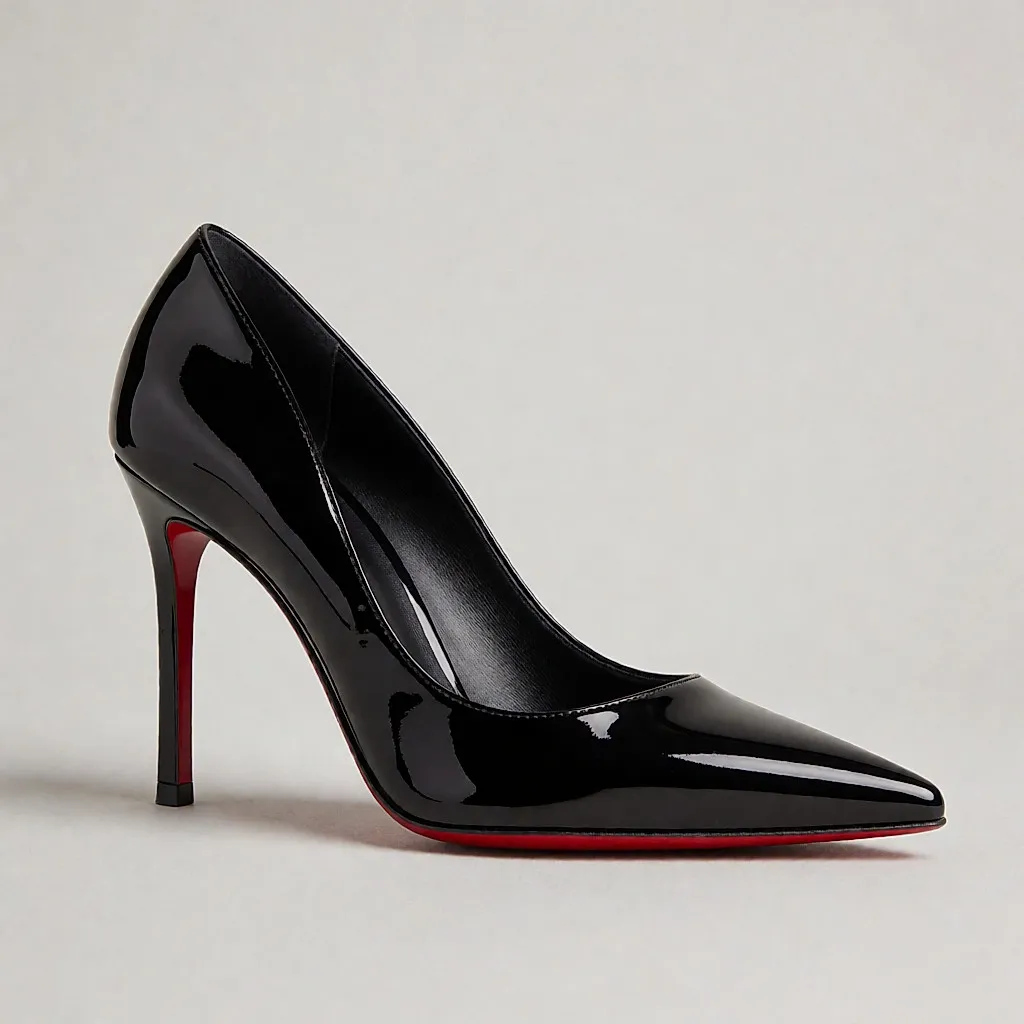 Product-style image inspired by So Kate 120 mm – black patent calf leather