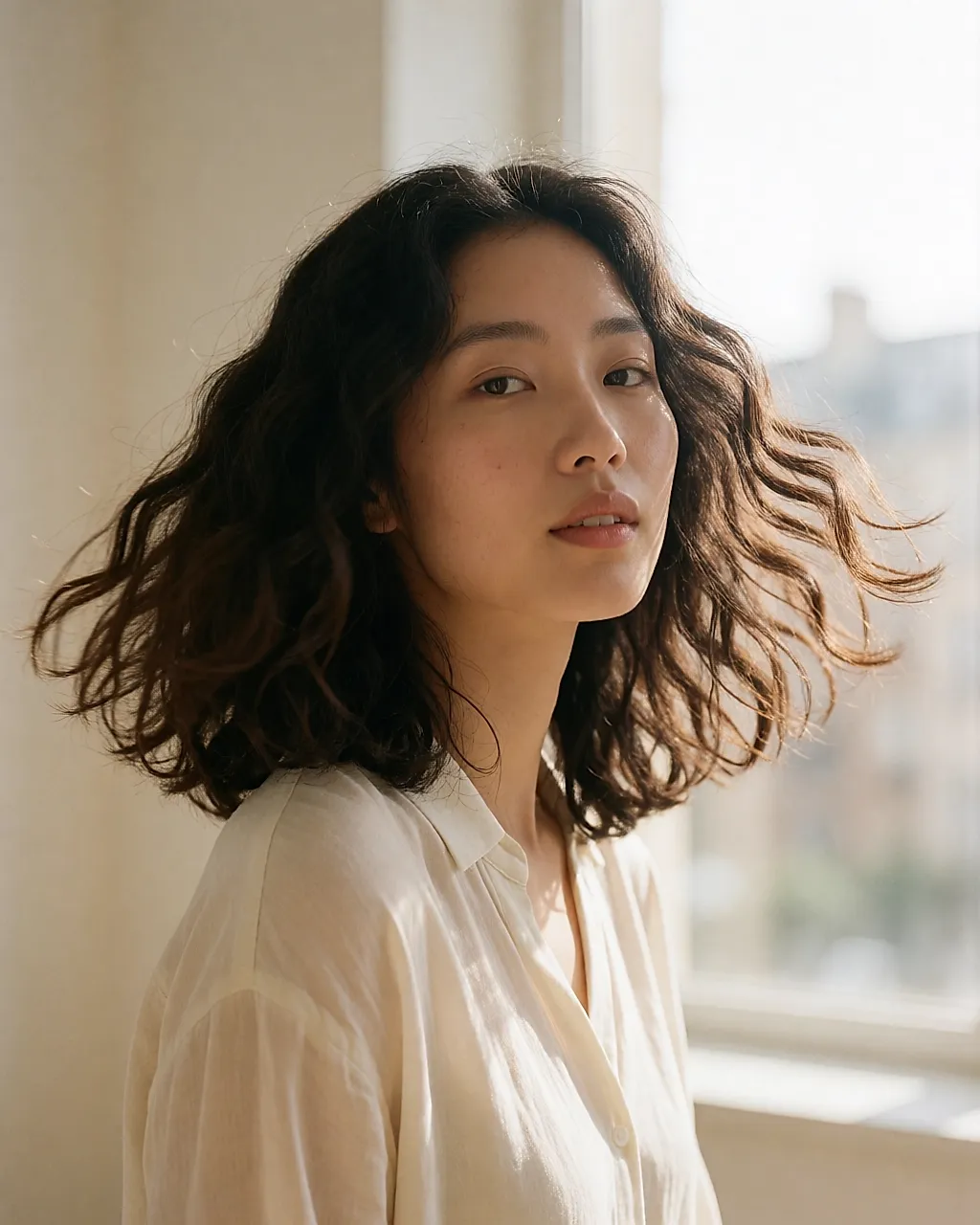 自然卷曲的头发,柔软鲜活的纹理