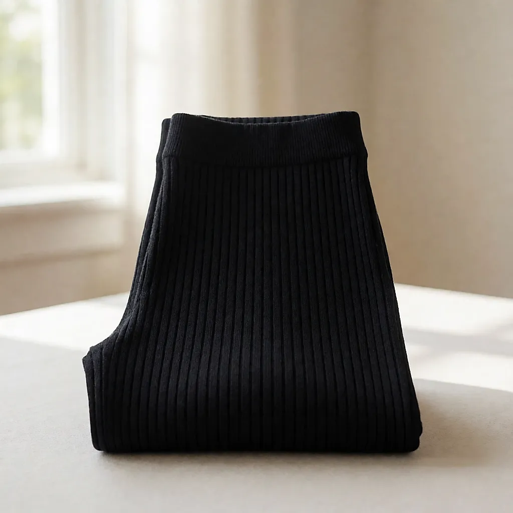 Legging en maille côtelée noir