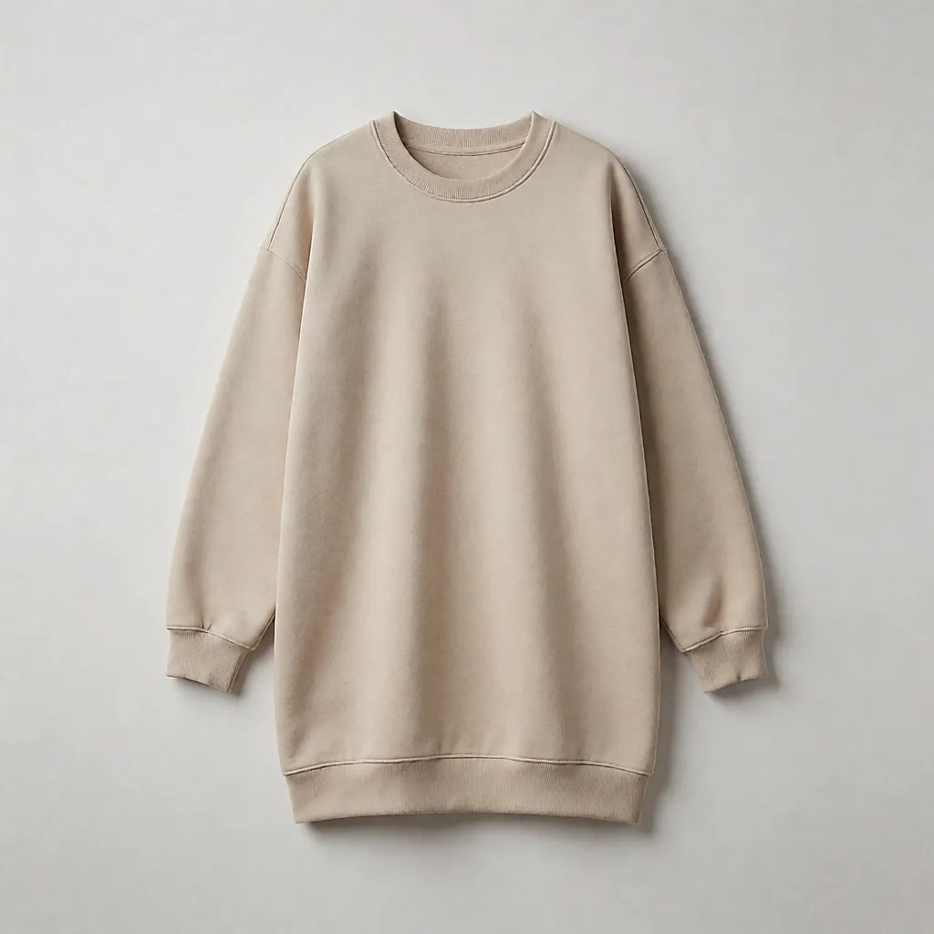Produktfoto inspiriert vom langen Sweatshirt, das als Kleid getragen wird