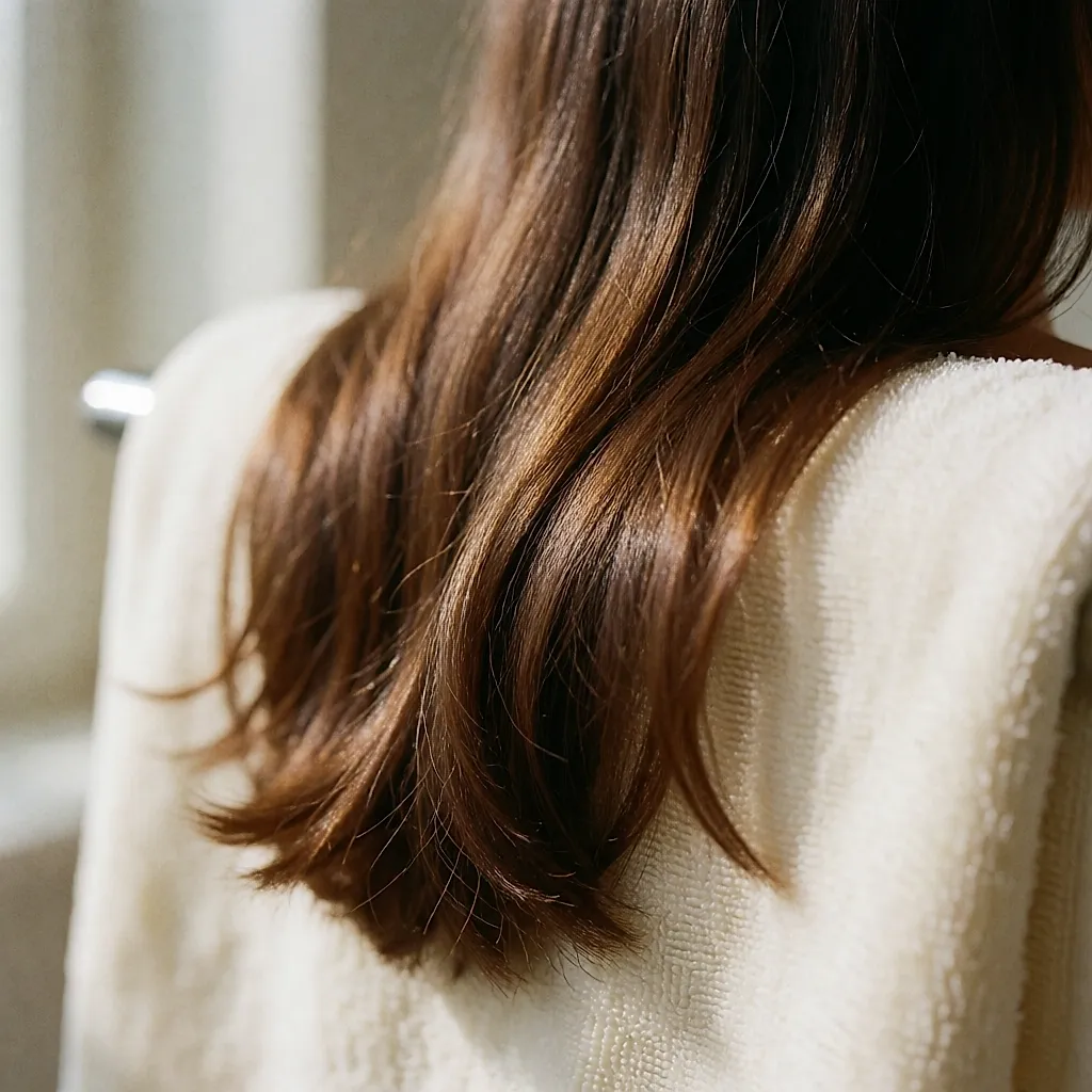 Pontas de cabelo comprido com brilho depois da aplicação do sérum Nutri-Sculpt