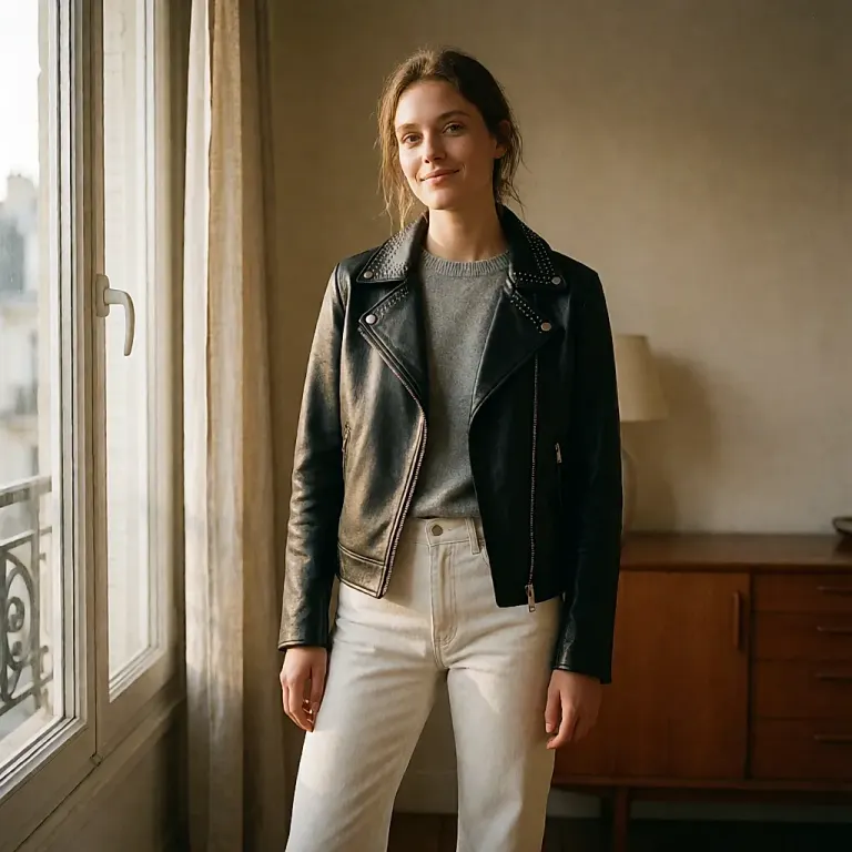 A leather piece with metal studs that give it a new edge