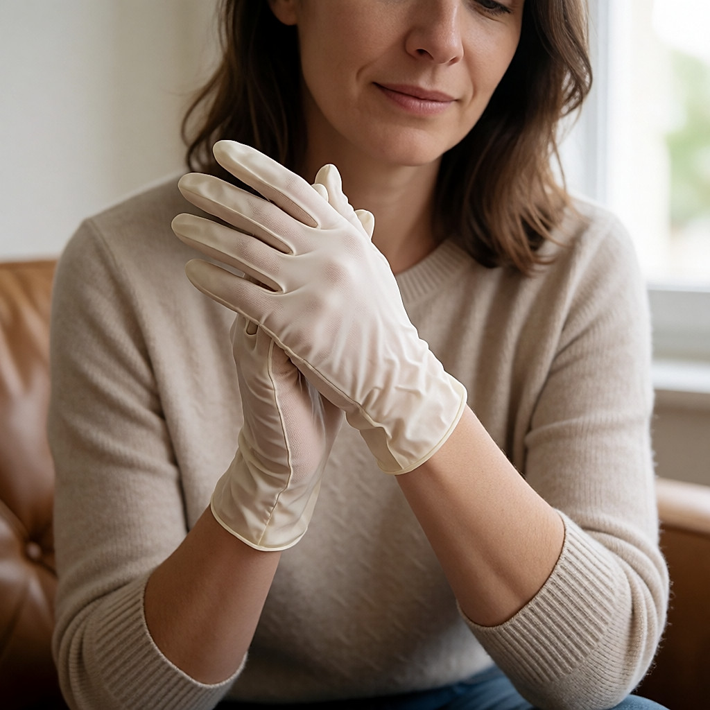 Sélection de soins pour les mains : crème, huile, lime, vernis et gants