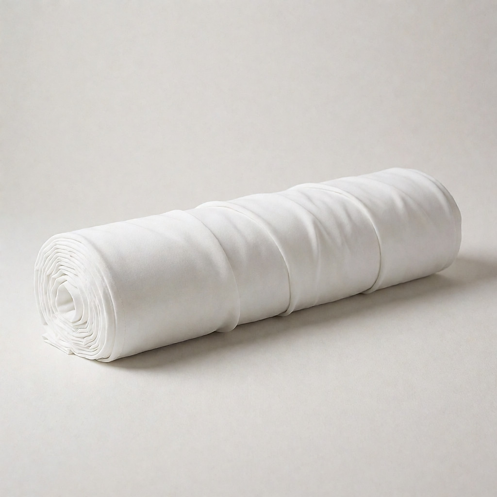 Product shot inspired by a white flame-retardant drape, 10 metres x 150 cm