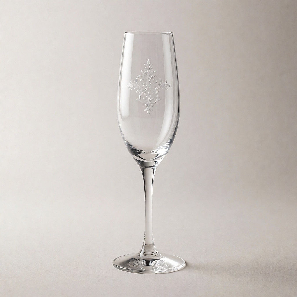 Product shot inspired by a personalised engraved wedding champagne flute