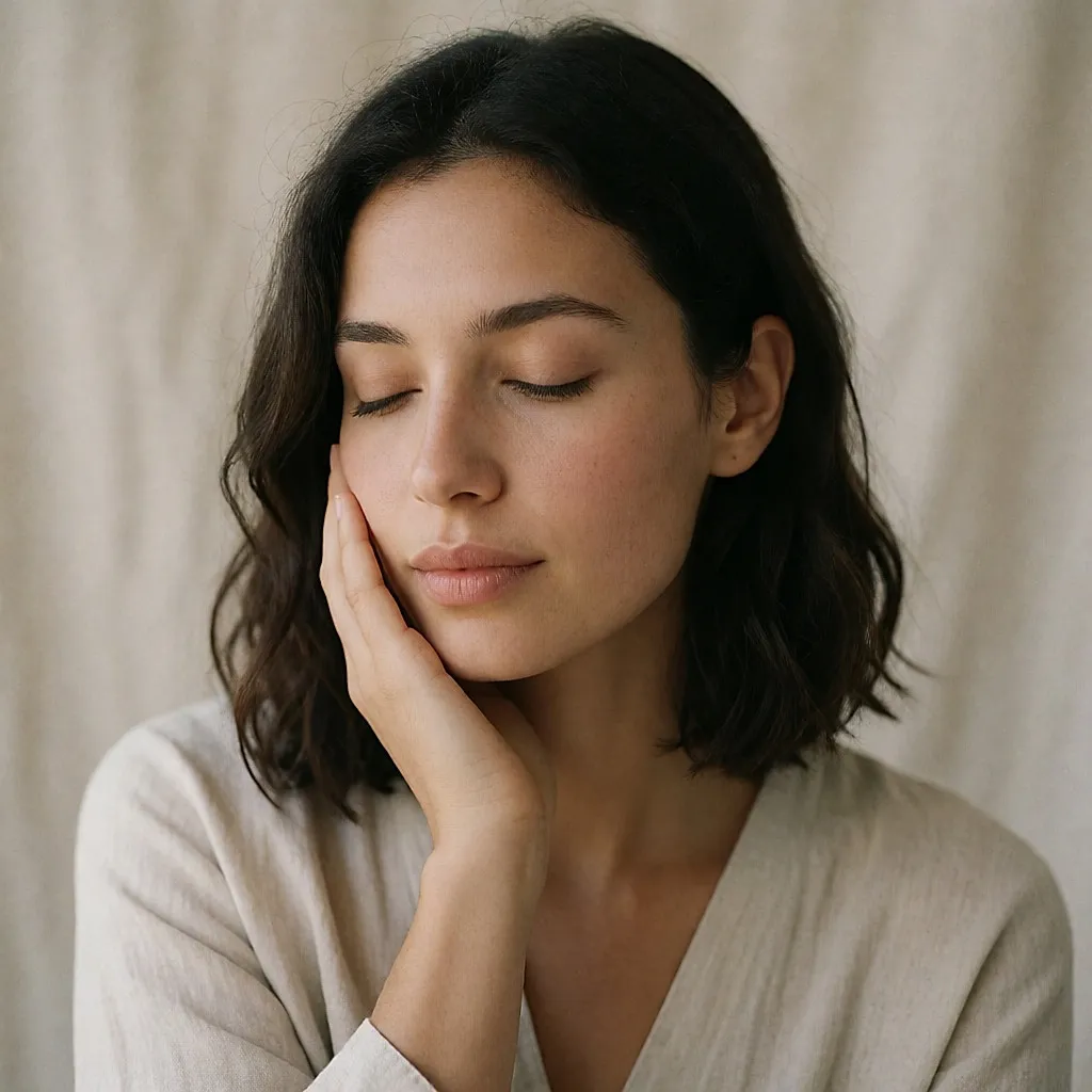 Jeune femme aux joues rougies, illustrant une peau sensible et réactive