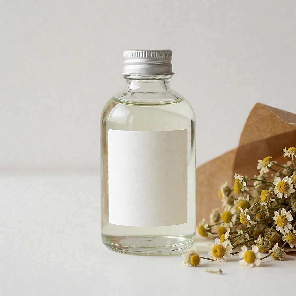 Flasche mit römischem Kamillenblütenwasser
