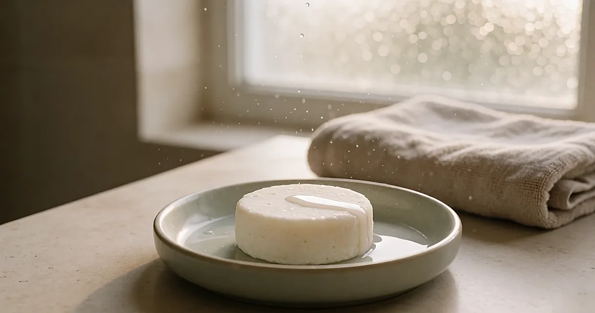 Shampoing solide et eau calcaire : comprendre le film blanchâtre qui reste sur les cheveux