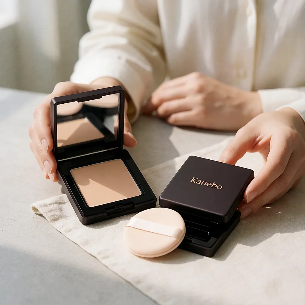 Le fond de teint poudre compact Kanebo et sa recharge beige amande