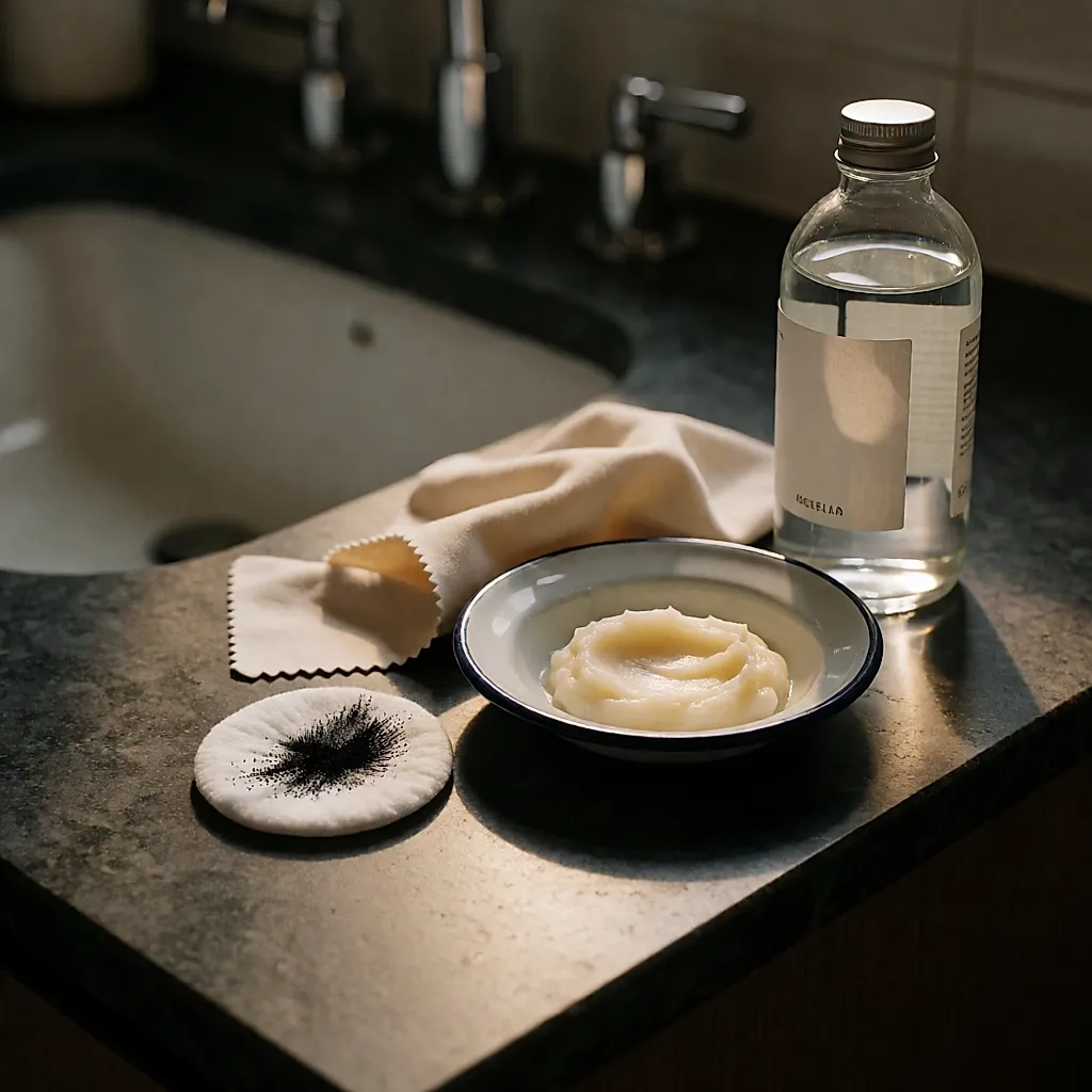 Ein Wattepad zeigt nach dem abendlichen Abschminken Reste von Mascara