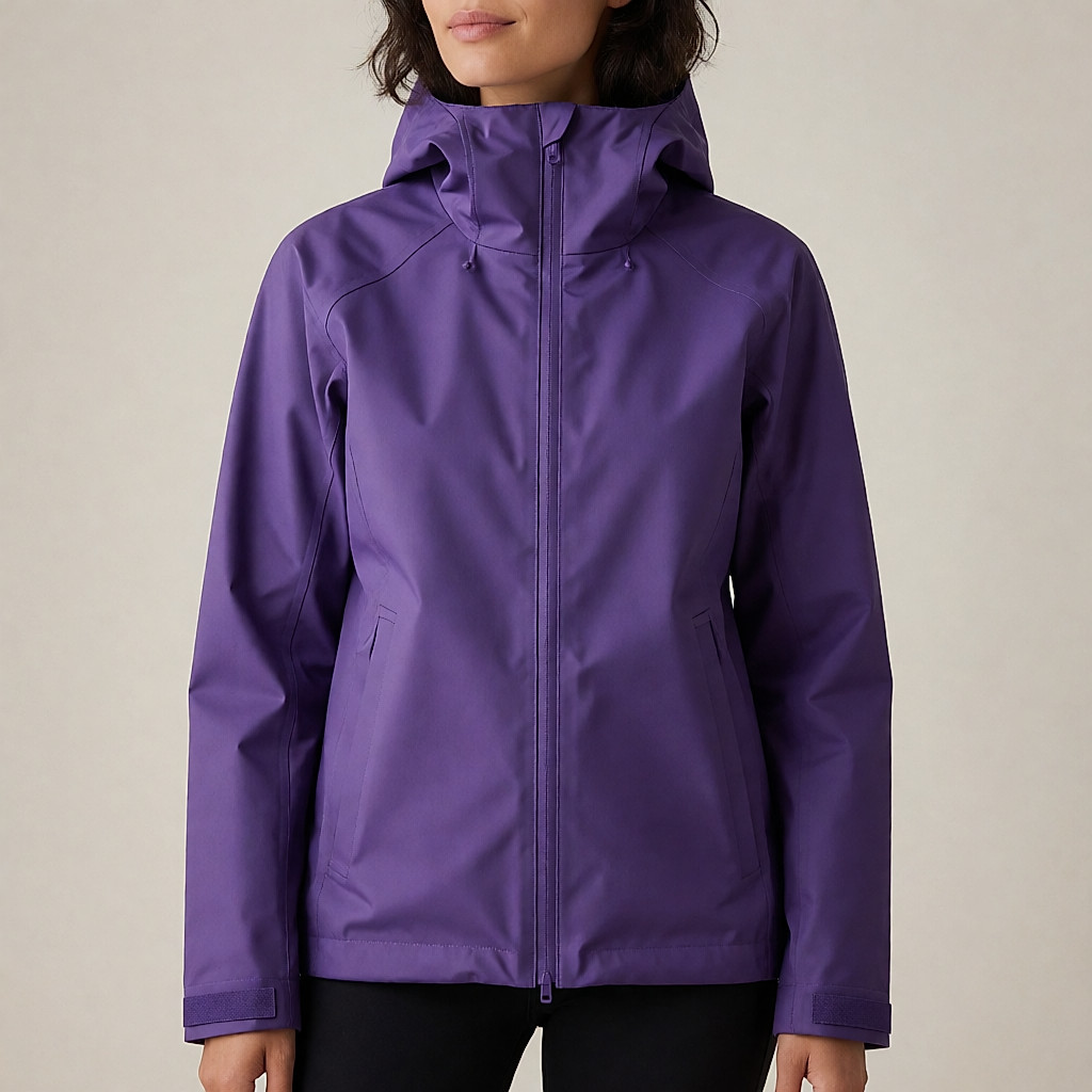 Une veste imperméable de randonnée, pour femme.