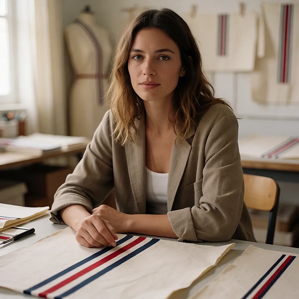 Paper patterns and chalk-marked cotton toile on a studio table