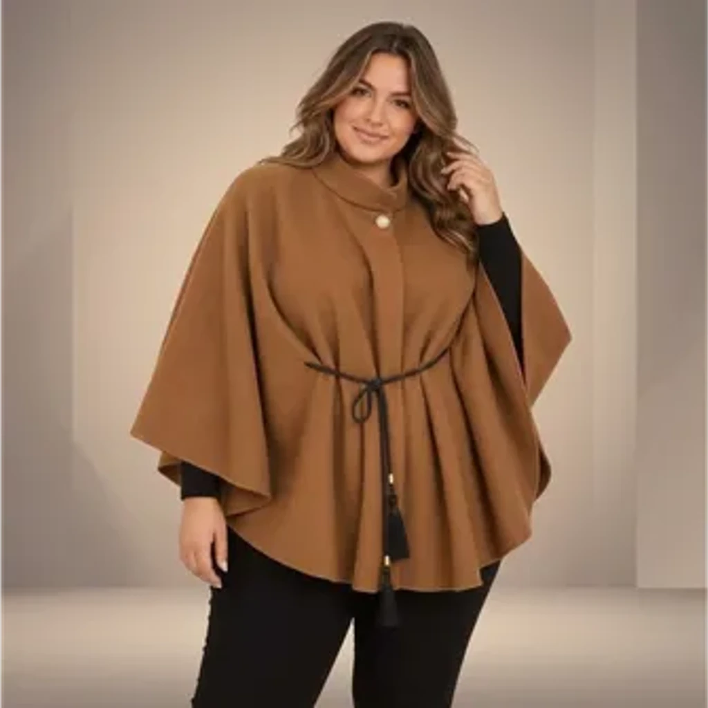 Foto de produto inspirada em GAPE — blusão capa camel com gola alta