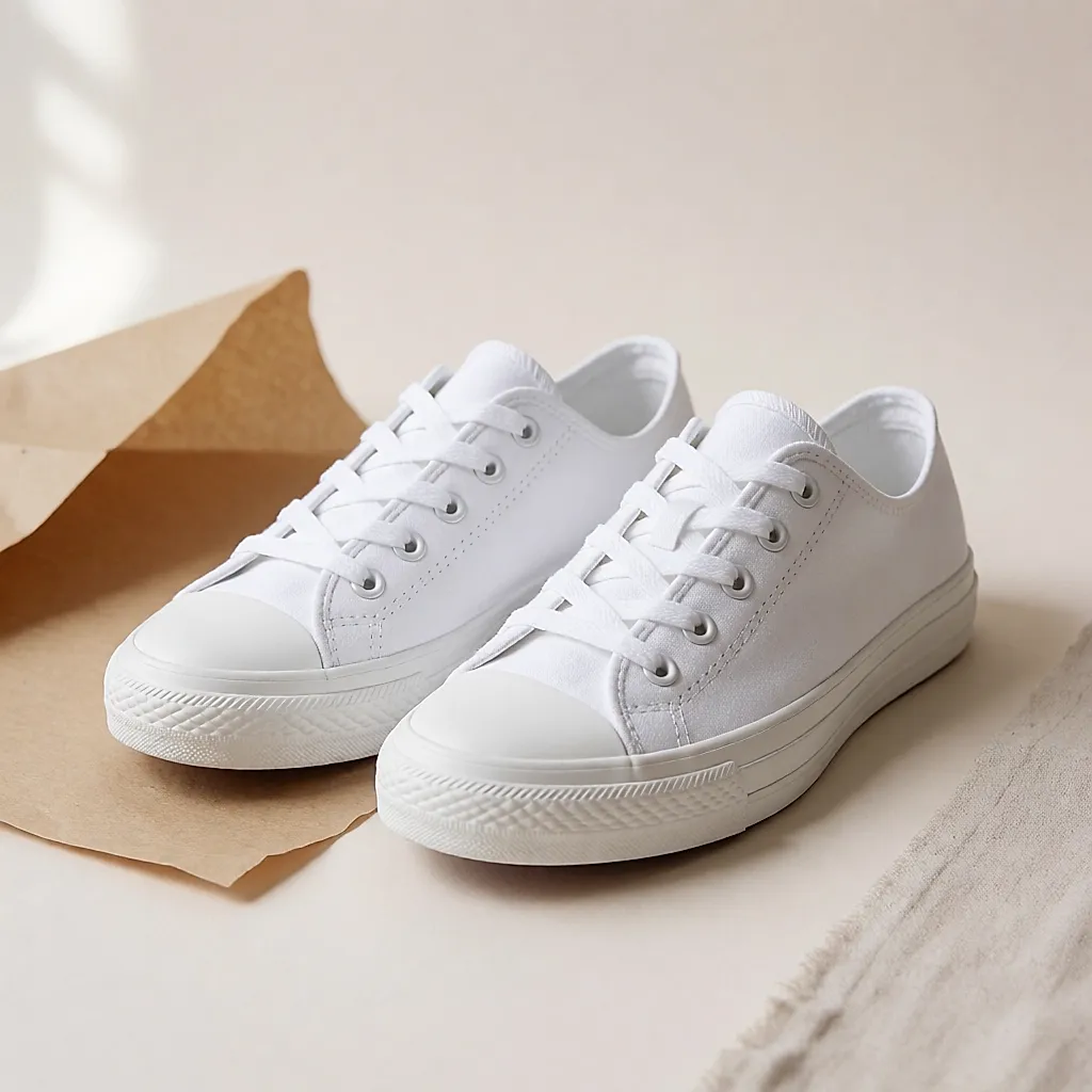 Produktfoto inspiriert von klassischen Converse-Sneakern aus Canvas (Classic-Chuck-/Chuck-Taylor-All-Star-Reihe; verwandte Modelle: Chuck 70, One Star, Jack Purcell)