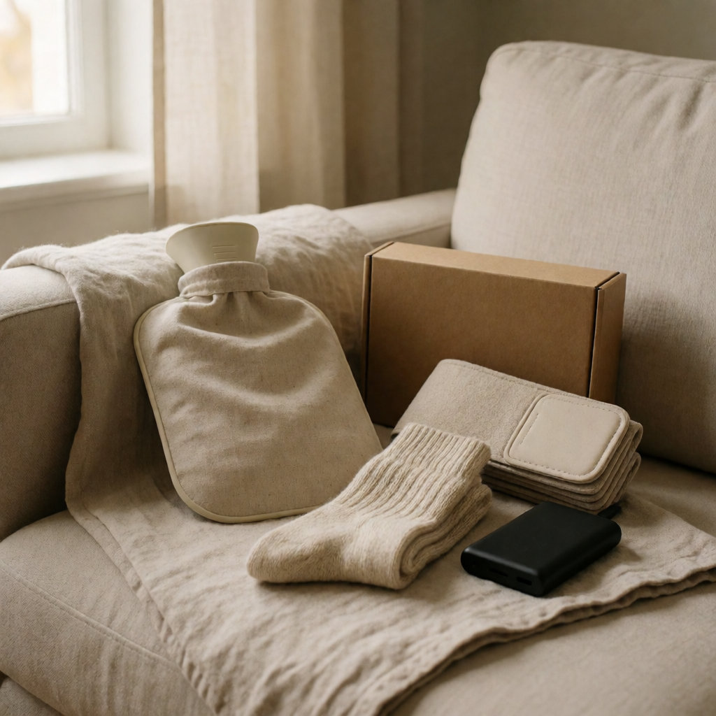 Kit anti-froid : bouillotte, chaussettes et ceinture chauffante pour se réchauffer sans rallumer le chauffage en octobre