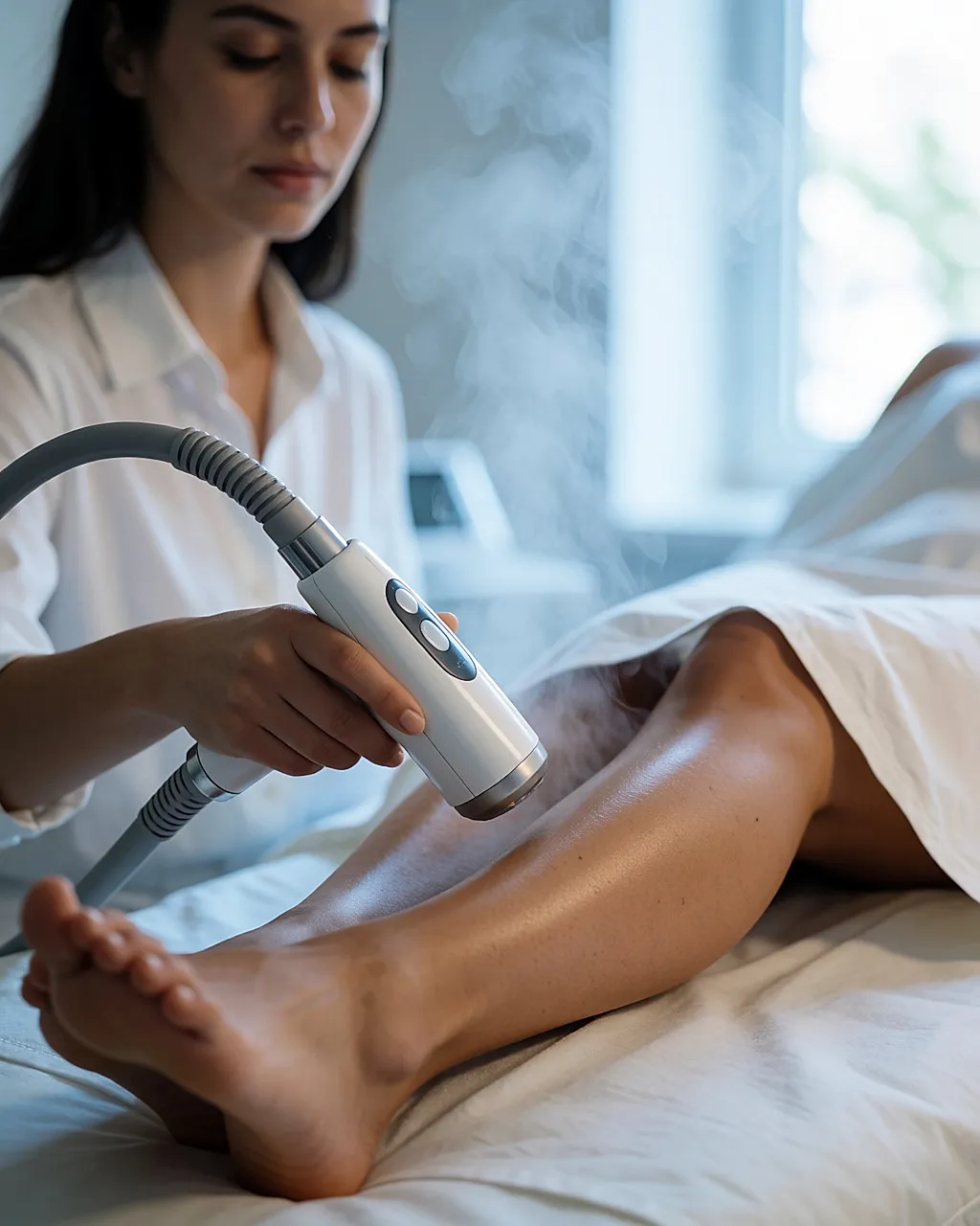 Kryogenes Gerät kühlt die Haut während einer Laser-Sitzung