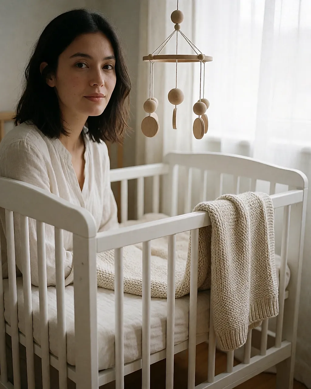 A cradle with soft linen, echoing the baby dream and the need to feel protected