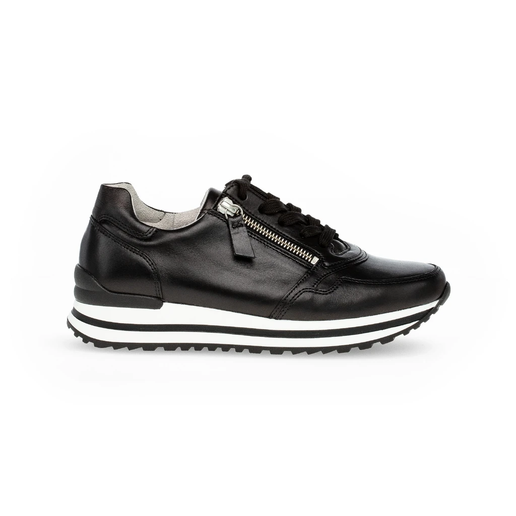 basket de running en cuir noir lisse