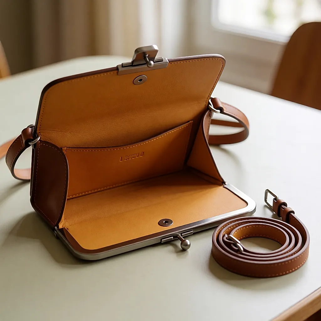 Interior de un bolso codiseñado: forro contrastado y numeración discreta