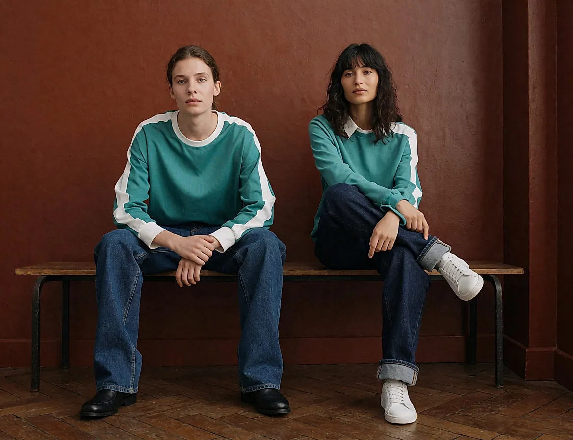 Eine Jeans aus rohem Denim, in Frankreich hergestellt.