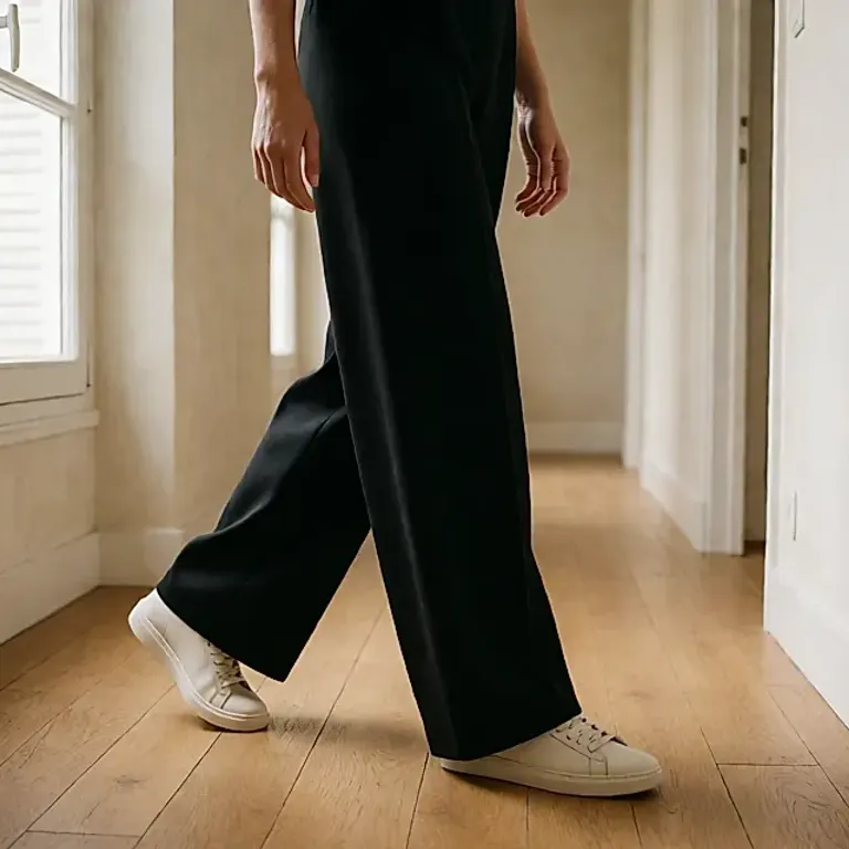 Bout carré : la basket en cuir qui redessine le tombé du pantalon