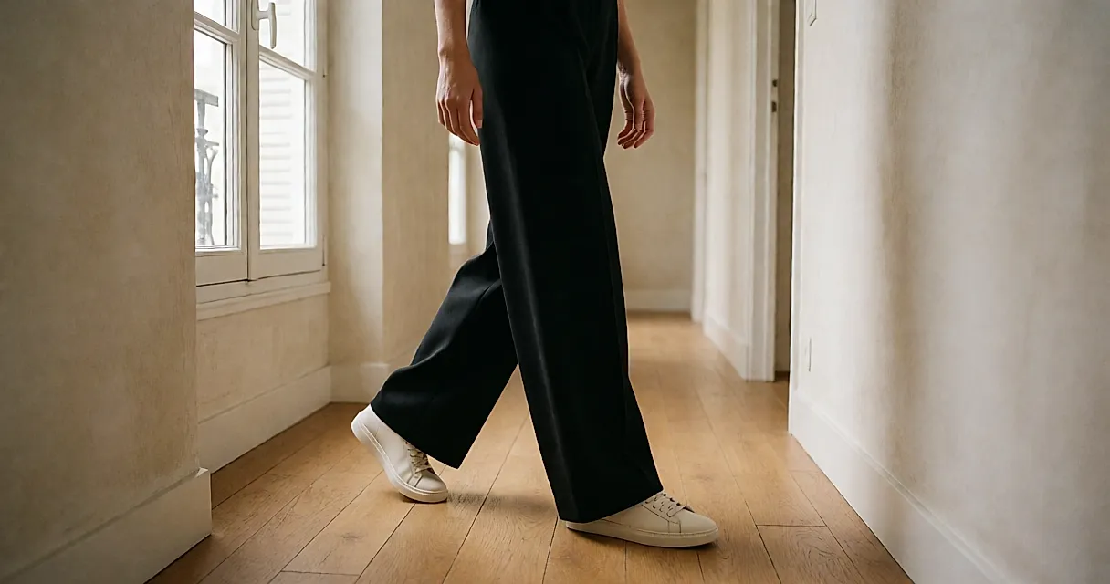 Bout carré : la basket en cuir qui redessine le tombé du pantalon