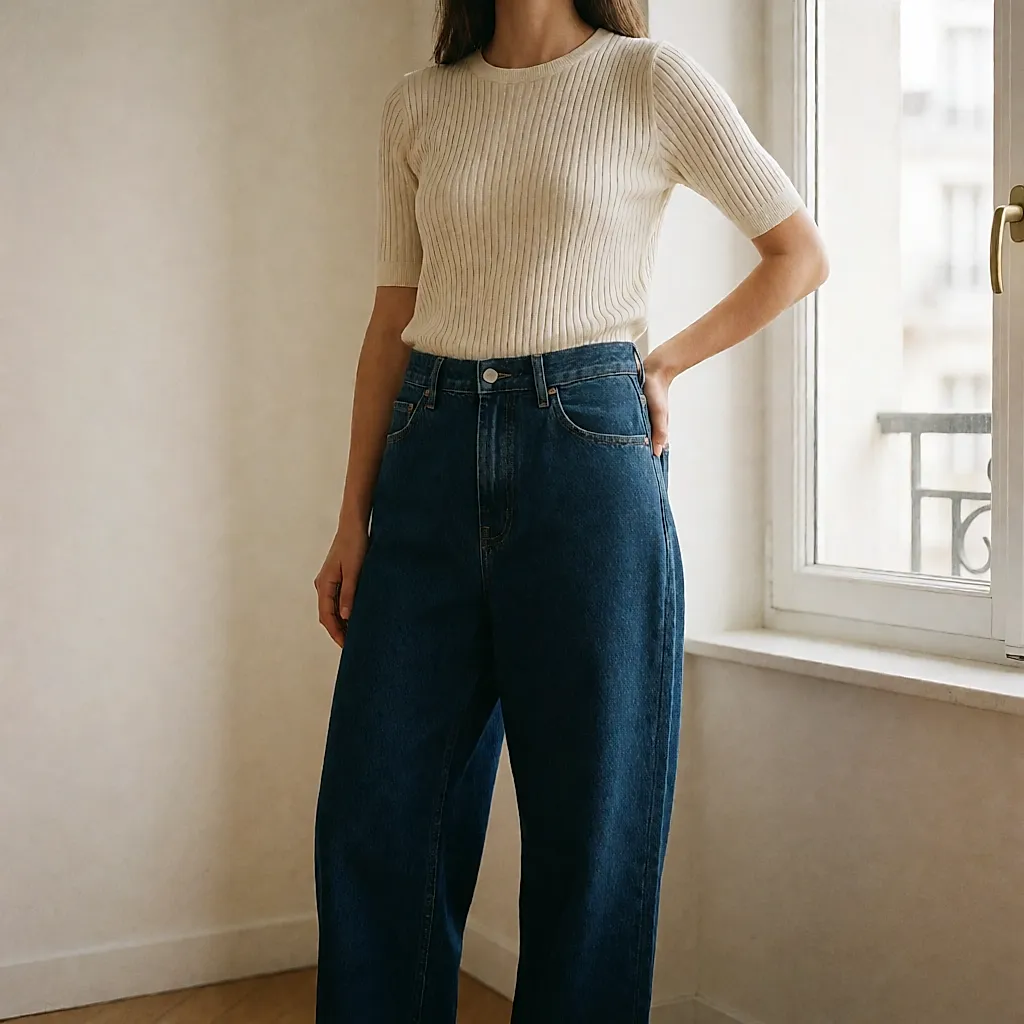Le denim tricoté, la maille souple et fluide qui remplace le jean tissé cette saison