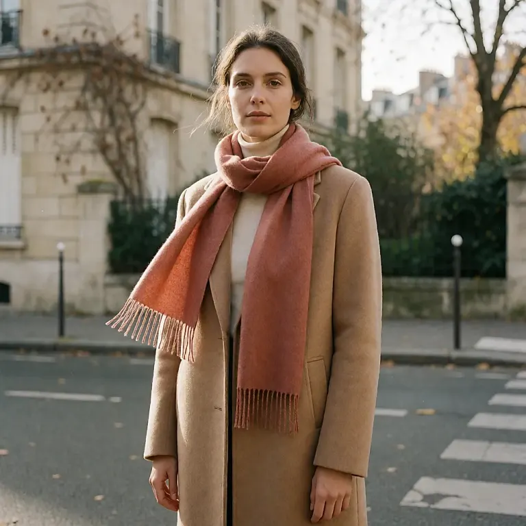 Foulard fin en laine et soie : la pièce légère qui détrône la grosse écharpe en novembre