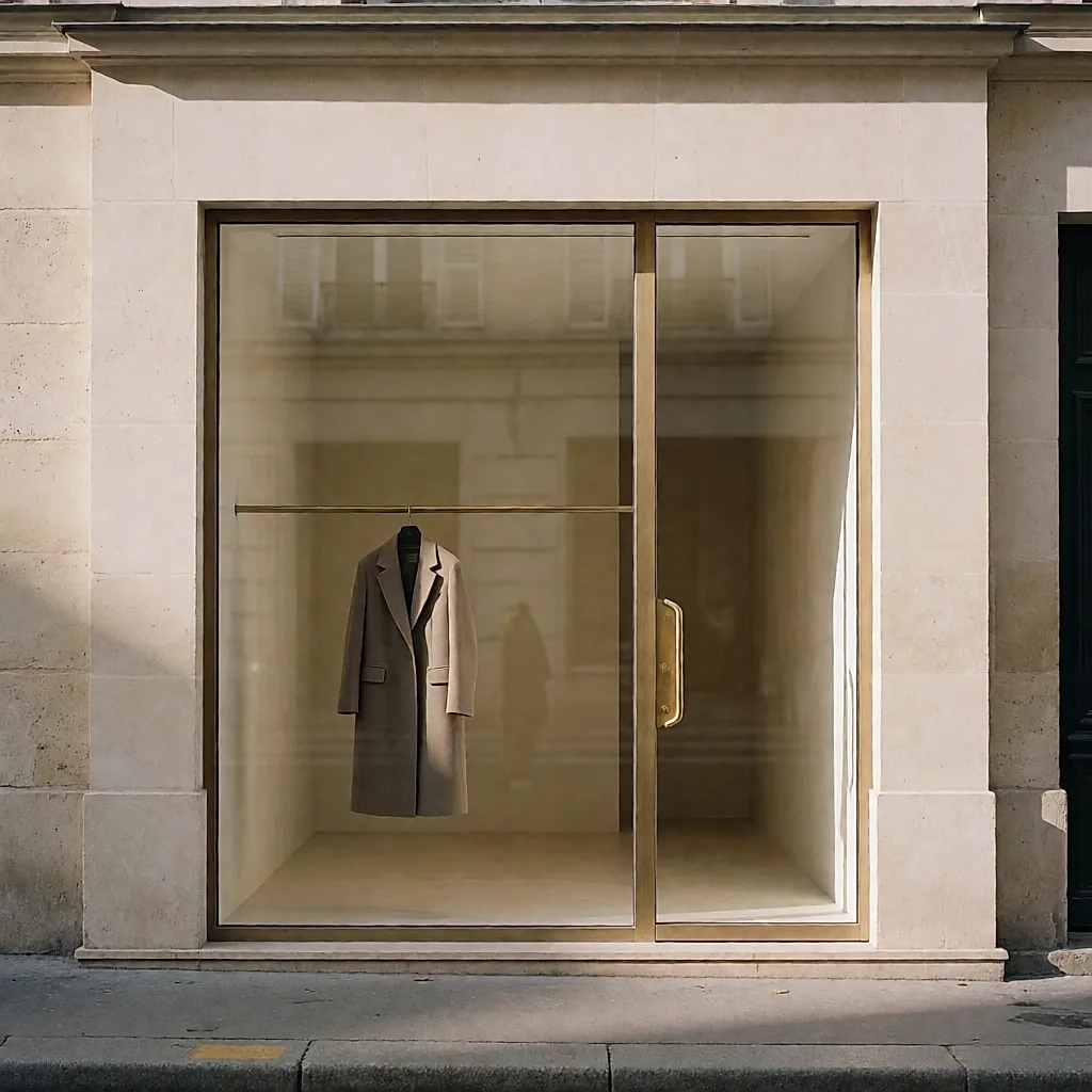 Façade épurée d'une boutique à enseigne unique dans une rue parisienne
