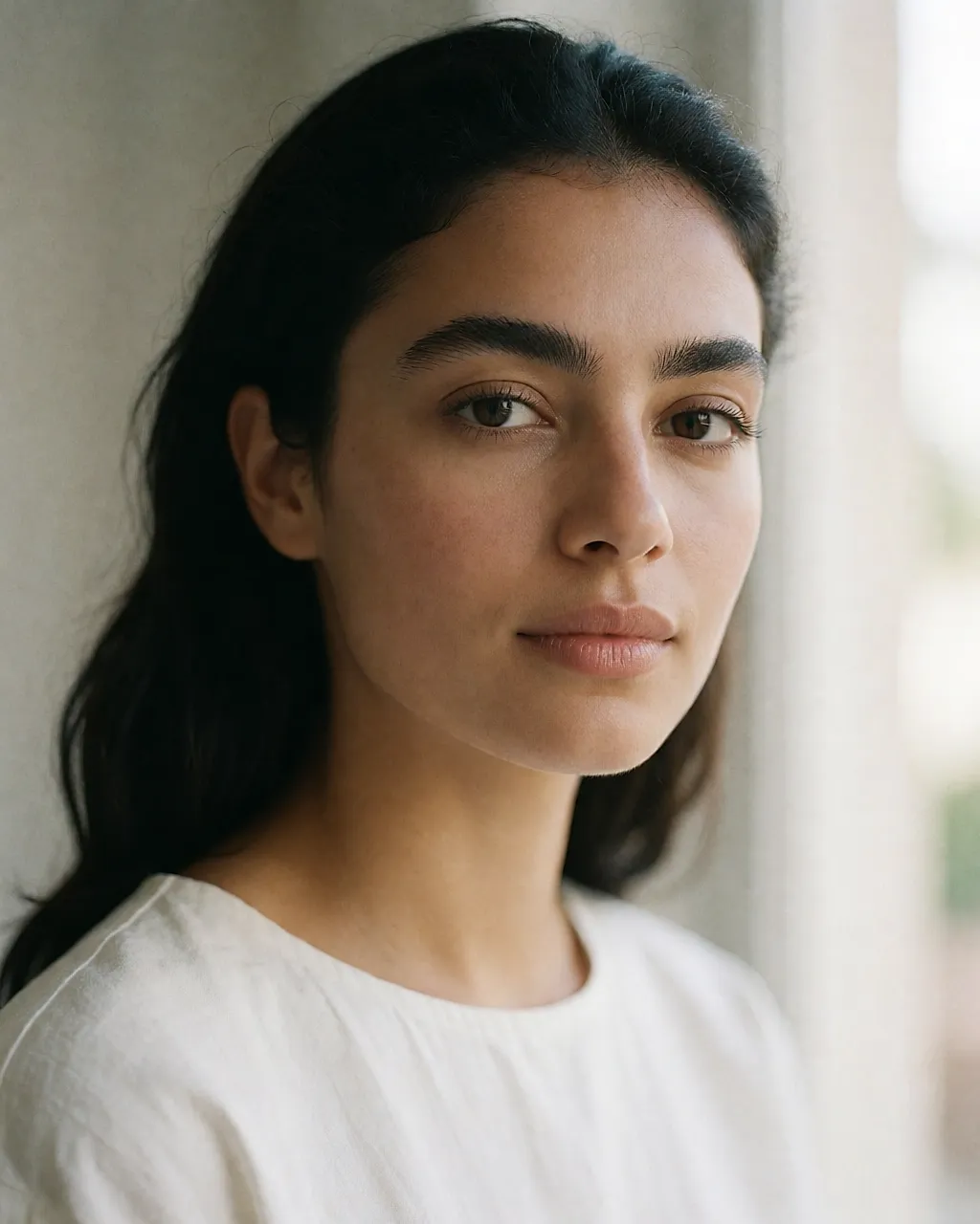 Cejas redibujadas con efecto polvo en un rostro al natural