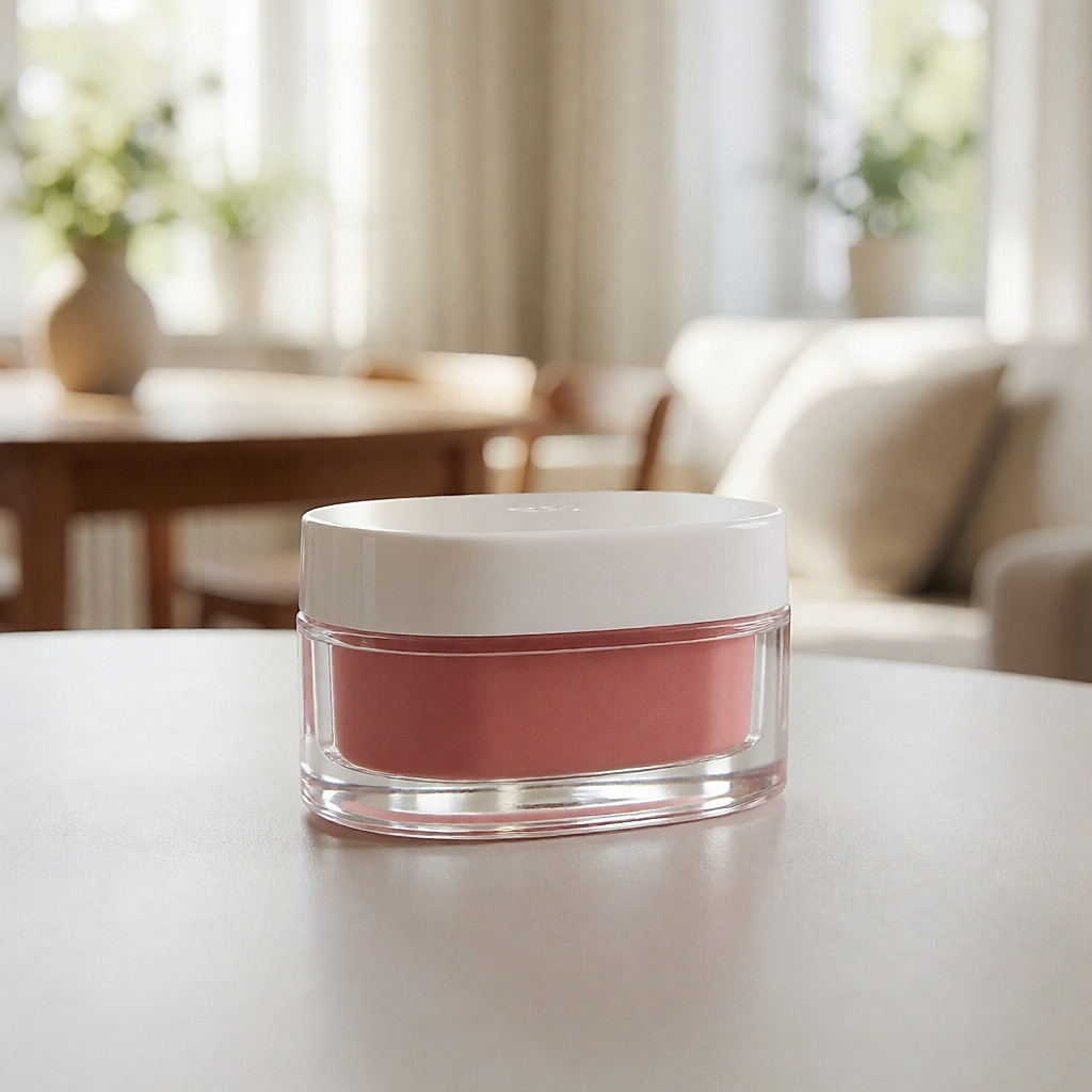 A embalagem metálica recarregável Kjaer Weis e o seu blush creme em bálsamo