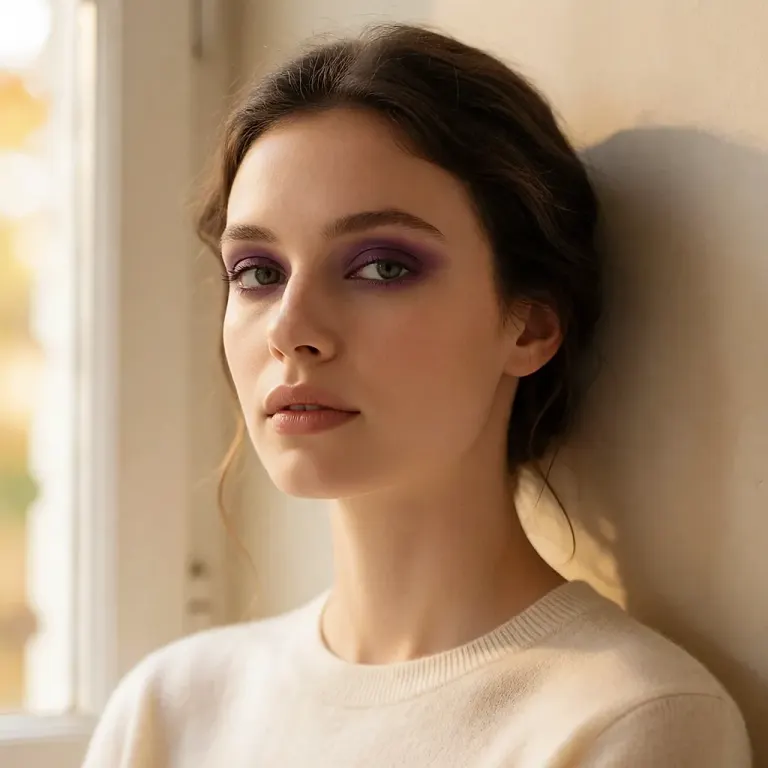 Le violet s'affiche en grand sur les paupières : la couleur statement de l'automne