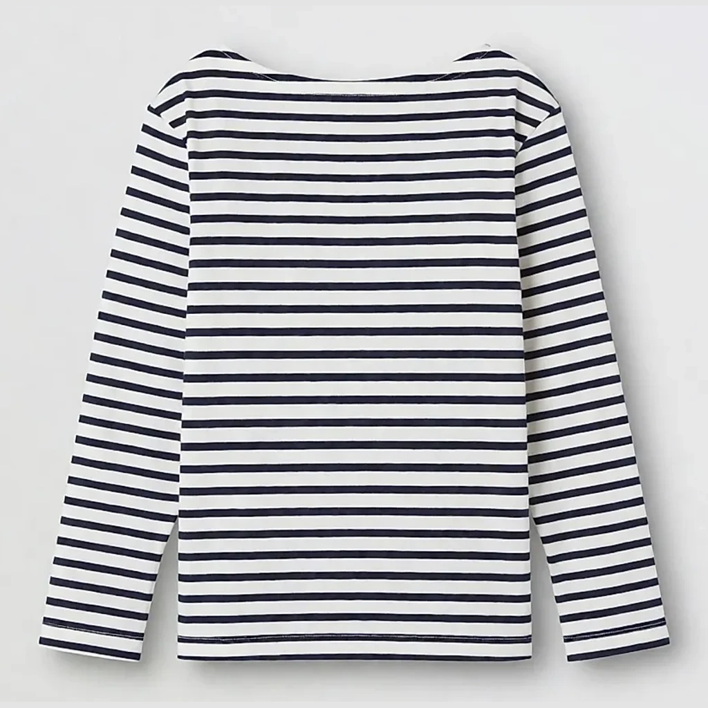 Imagem de produto inspirada na marinière de algodão espesso, modelo mulher, Branco/Navire