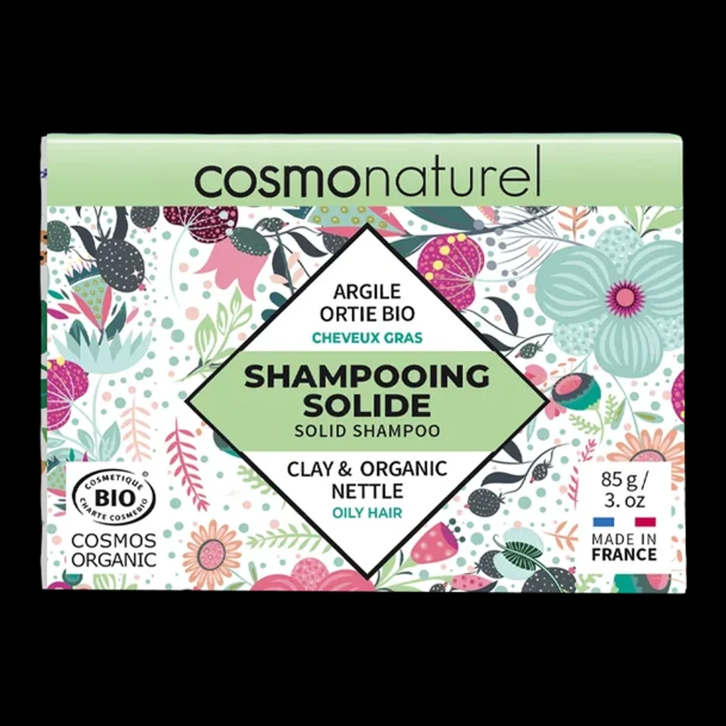 Fotografia de produto inspirada no Shampooing Solide Cheveux Gras Argile & Ortie BIO - Cosmo Naturel