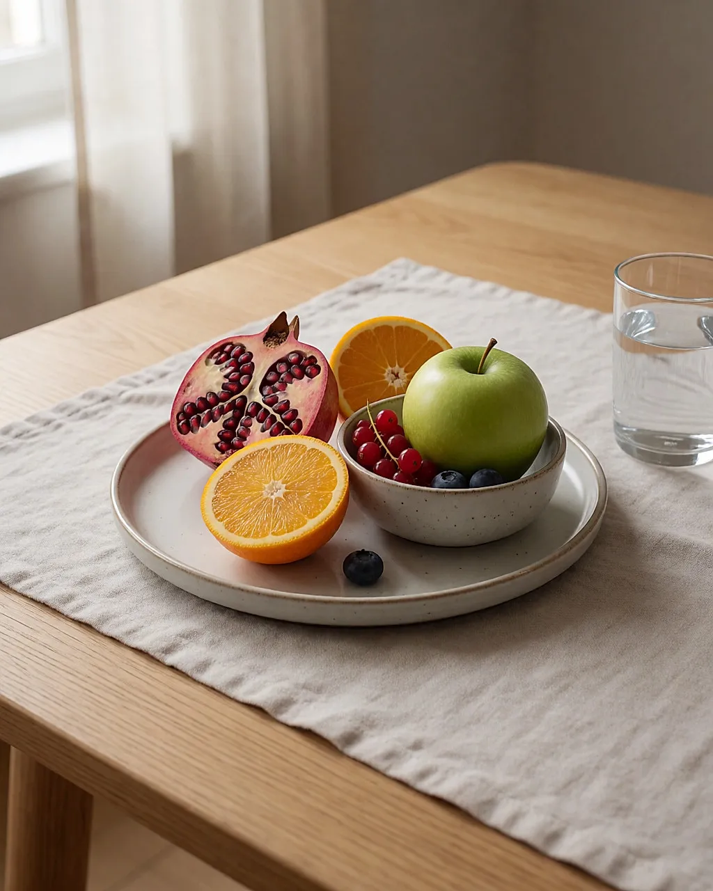 Fresh seasonal fruit on a kitchen table, an easy everyday addition to any meal