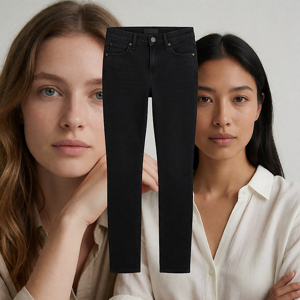 Photo produit inspirée de Jean skinny taille mi-haute, extensible noir denim