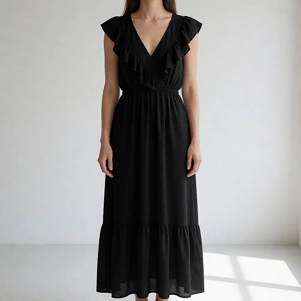 Photo produit inspirée de Robe longue à volants noir