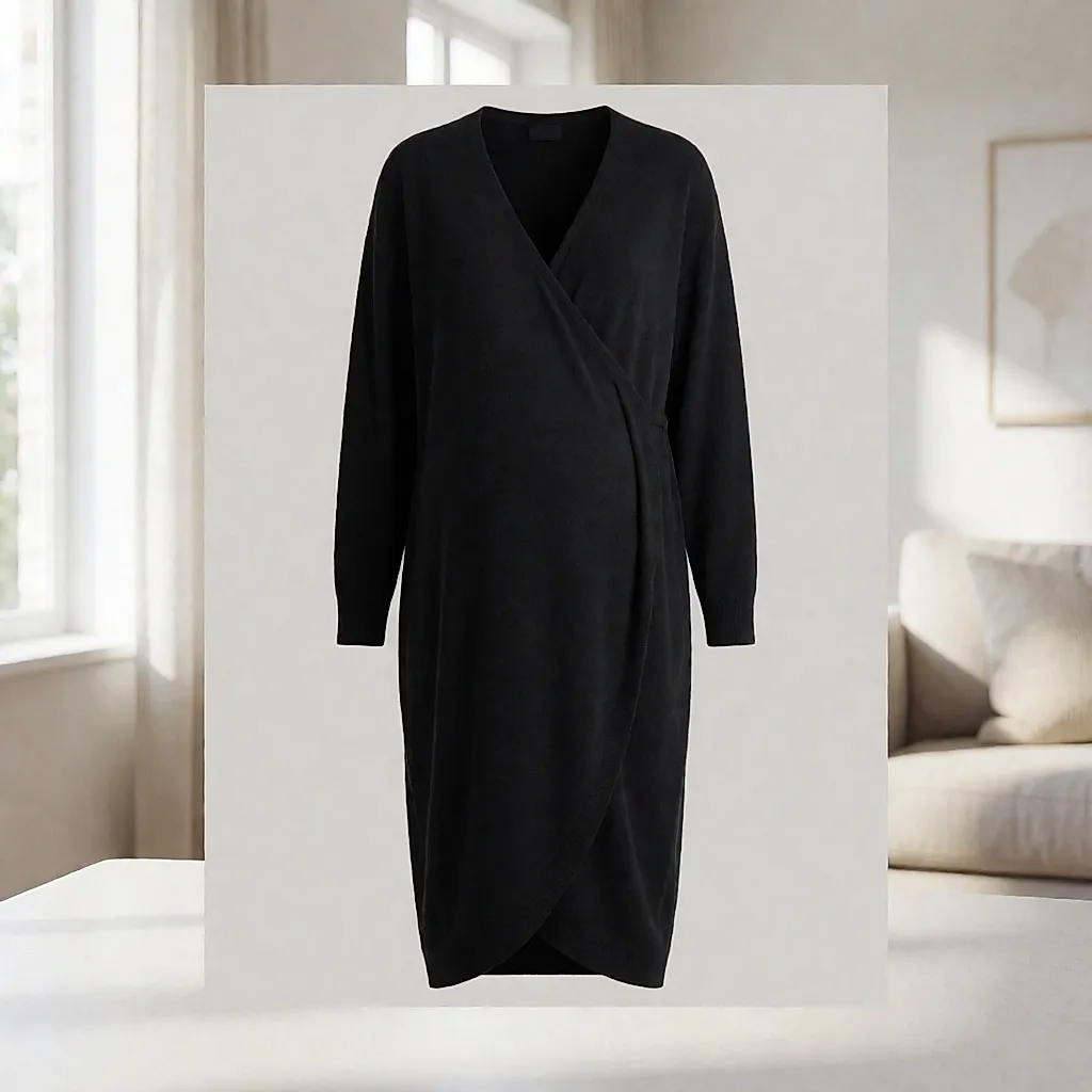 Foto de producto inspirada en vestido cruzado de punto para el embarazo y la lactancia