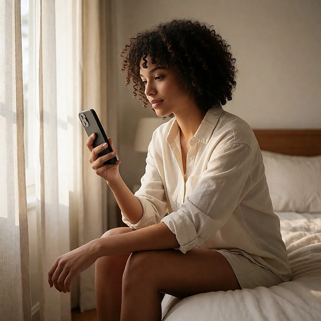 Eine Frau fotografiert mit dem Smartphone ein Muttermal an ihrem Unterarm