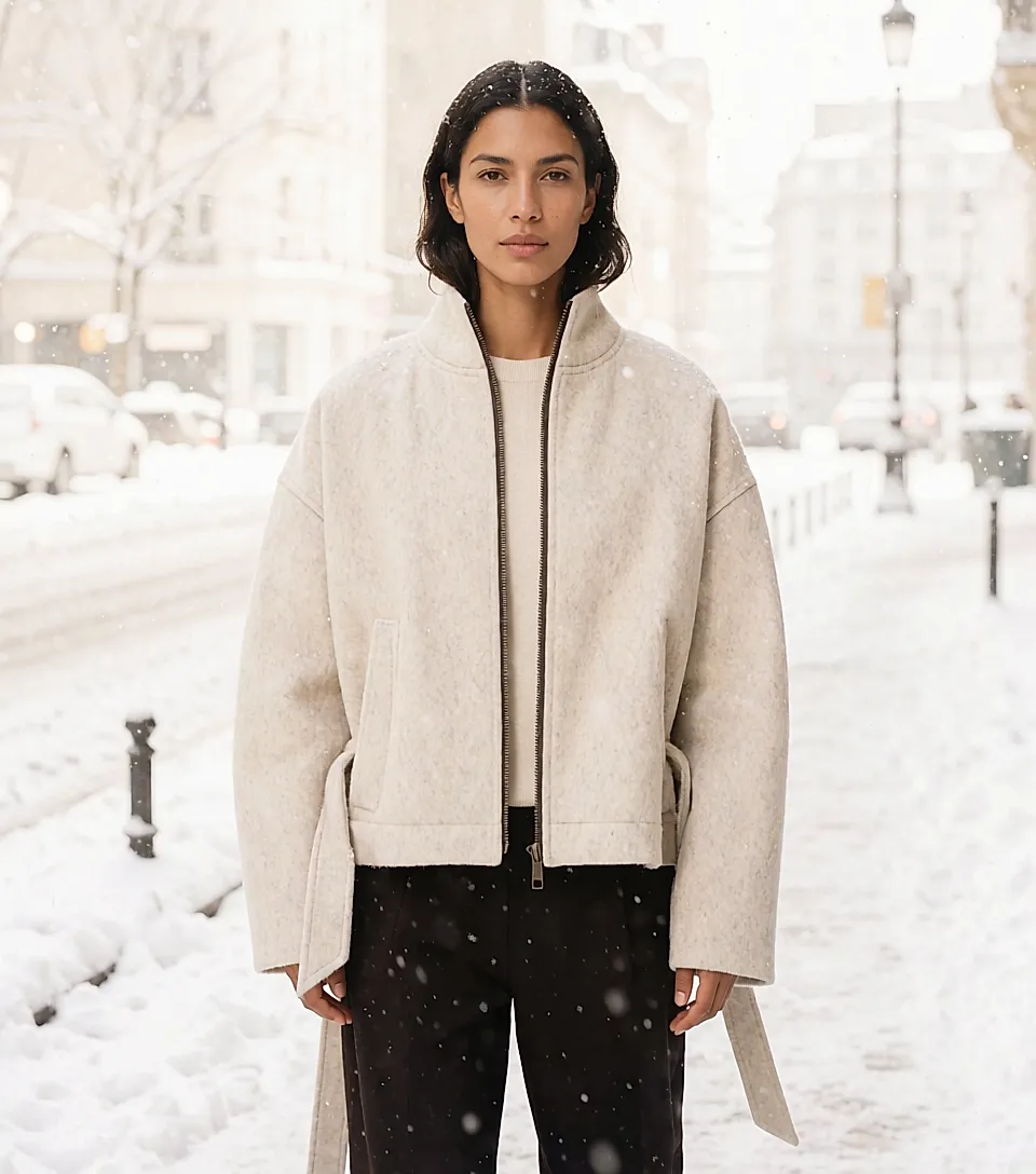 Winter coats with generous volume, defined waists and warm fabrics for the season