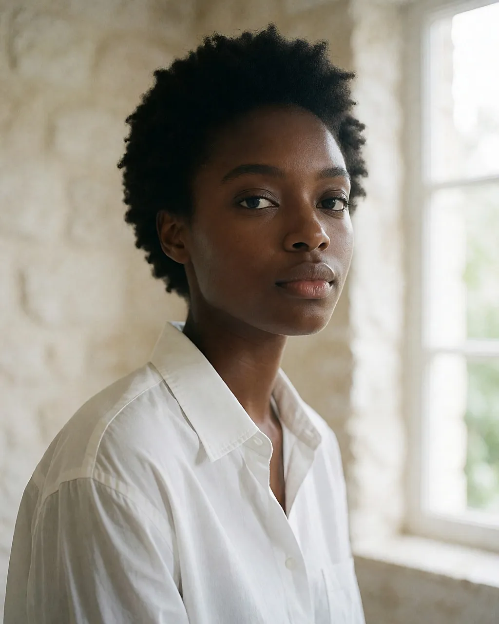 Young woman with fresh-looking skin, a light base applied over hydrated skin