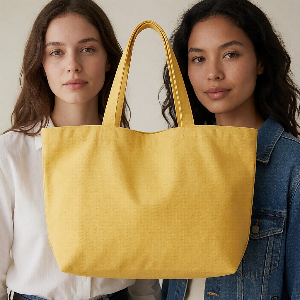 Photo produit inspirée de Grand sac cabas jaune en coton bio