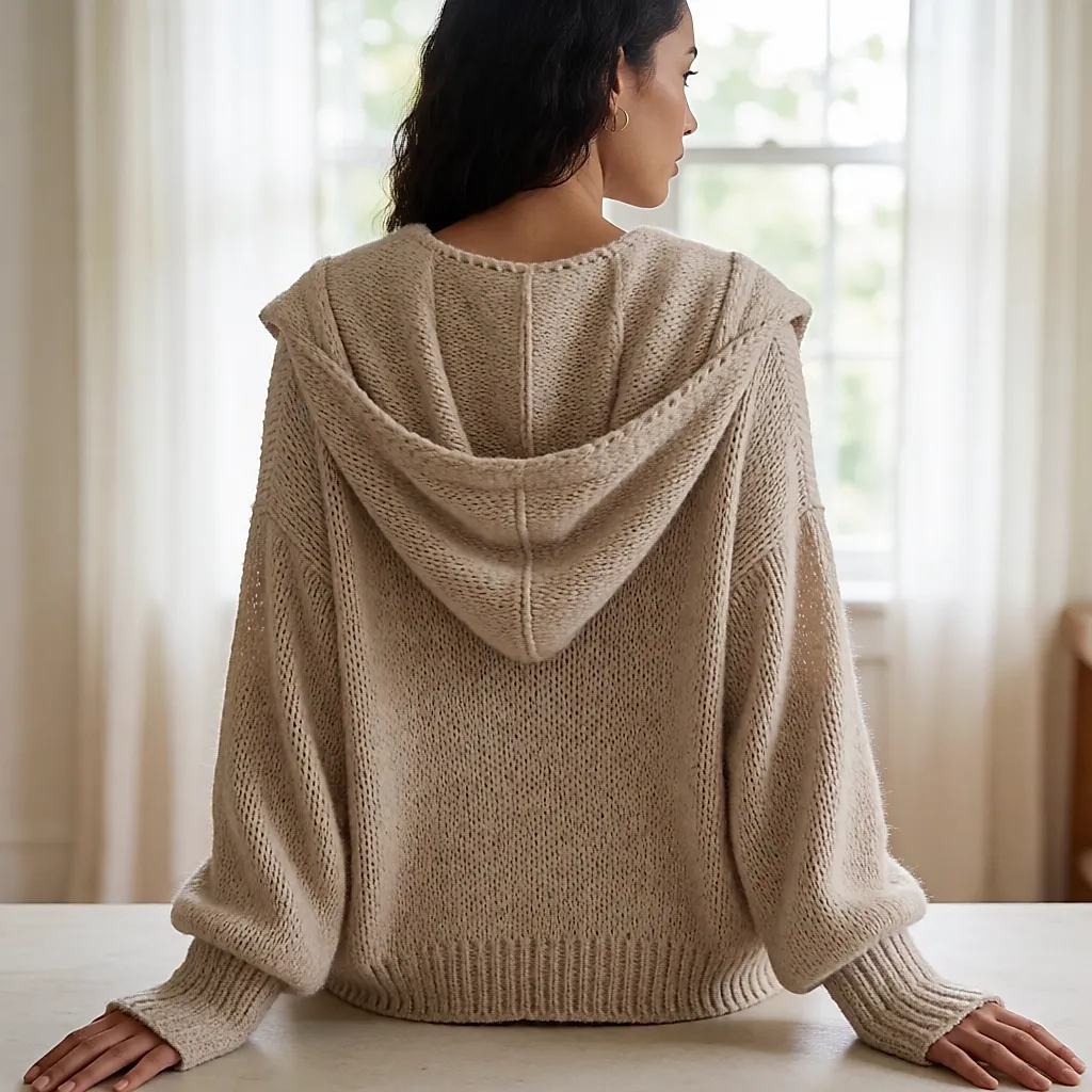 Cardigan con capucha de Free People de mangas acampanadas, visto de espaldas