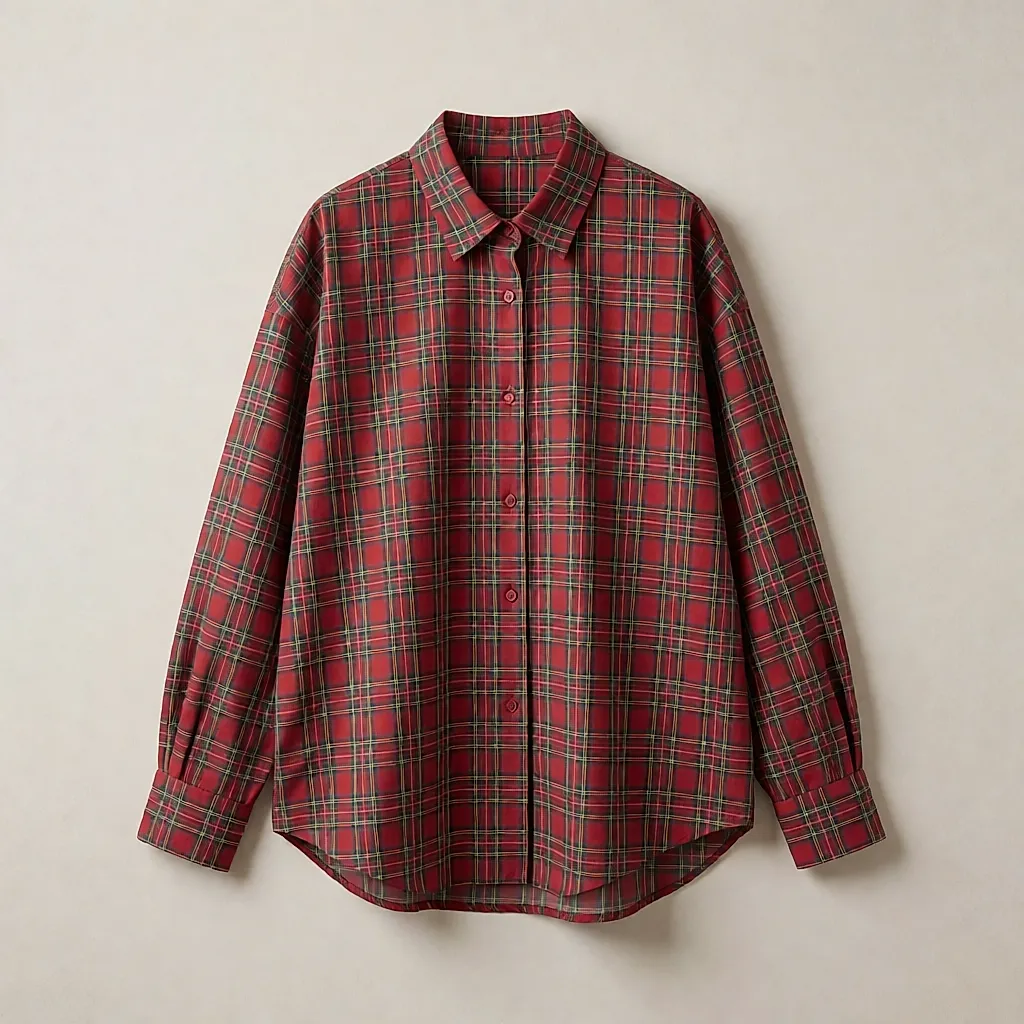 Product shot inspired by an oversized checked shirt for women
